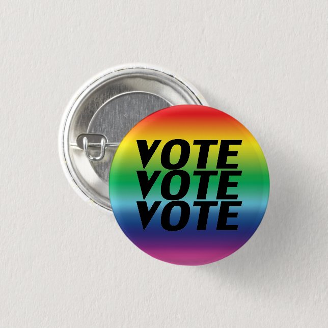 Badge Rond 2,50 Cm vote - black, pride lgbtq rainbow Button (Devant & derrière)
