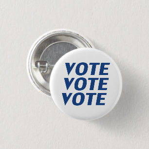 Badge Rond 2,50 Cm vote - Bleu blanc / Bouton carré
