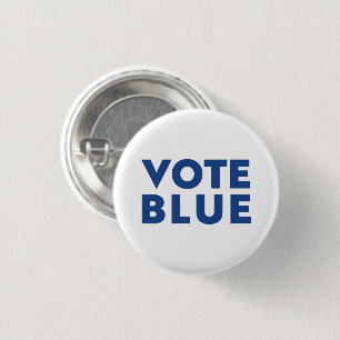 Badge Rond 2,50 Cm Vote Bleu, blanc, bouton épingle bleue