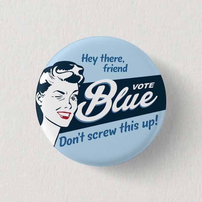 Badge Rond 2,50 Cm Vote bleu | Rétro | Arrondi (Devant)