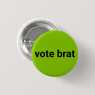 Badge Rond 2,50 Cm Vote brat kamala simple noir et vert citron