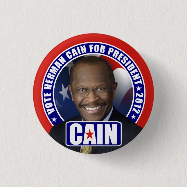 Badge Rond 2,50 Cm Vote Herman Caïn 2012 (Devant)