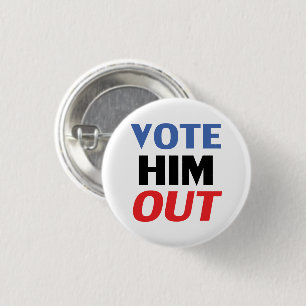 Badge Rond 2,50 Cm Vote Hors rouge blanc et bleu typographie moderne