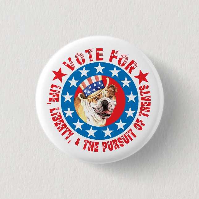 Badge Rond 2,50 Cm Vote pour Bulldog (Devant)