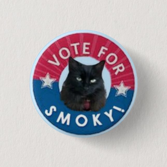 Badge Rond 2,50 Cm VOTE pour FUMEUX !  RÈGLE de chats noirs ! (Devant)