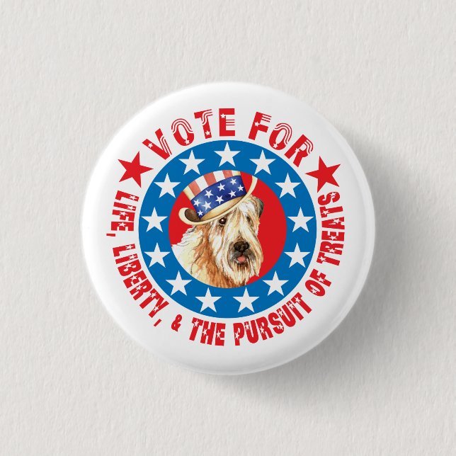 Badge Rond 2,50 Cm Vote pour Wheaten Terrier (Devant)