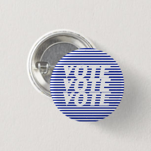 Badge Rond 2,50 Cm "Vote vote" Bleu blanc rayures