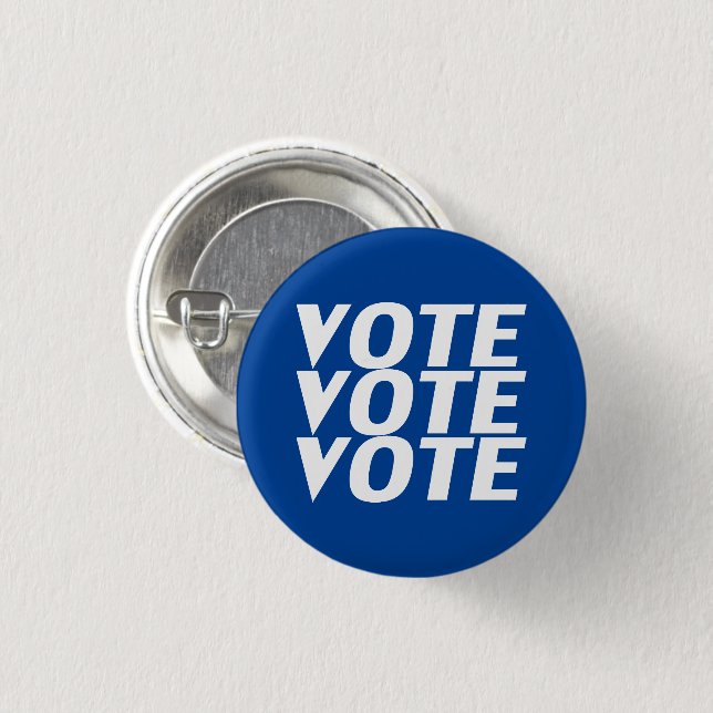 Badge Rond 2,50 Cm vote vote bouton bleu et blanc pin (Devant & derrière)
