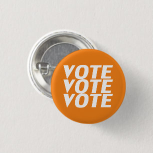 Badge Rond 2,50 Cm vote vote vote bouton orange et blanc pin