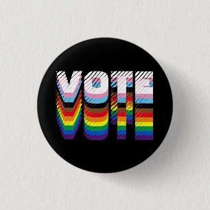 Badge Rond 2,50 Cm Voter la typographie arc-en-ciel gay pride graphiq