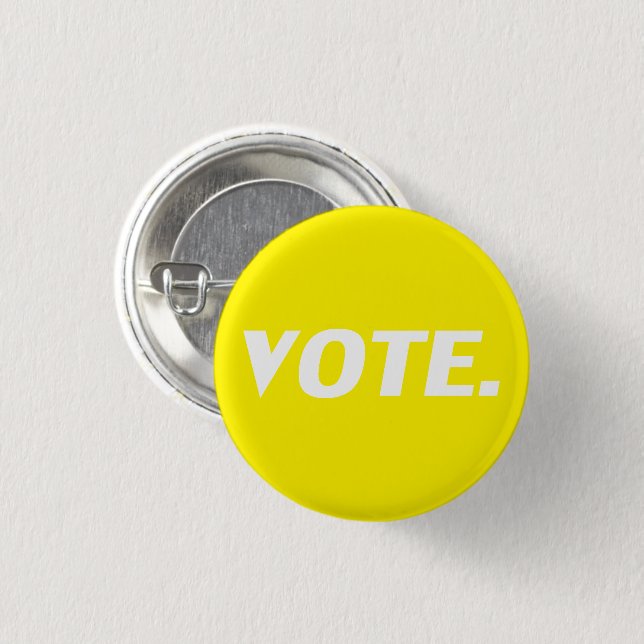 Badge Rond 2,50 Cm "Voter" lettres blanches, arrière - plan jaune (Devant & derrière)