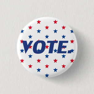 Badge Rond 2,50 Cm Voter rouge blanc et bleu étoiles motif patriotiqu