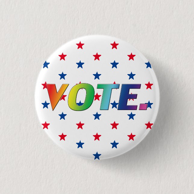 Badge Rond 2,50 Cm Votez Rainbow gradient typographie étoiles patriot (Devant)