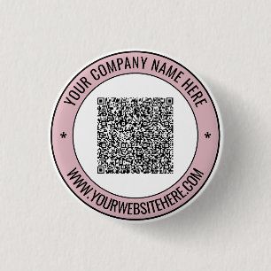 Badge Rond 2,50 Cm Votre nom de code QR Site web Couleur Bouton promo
