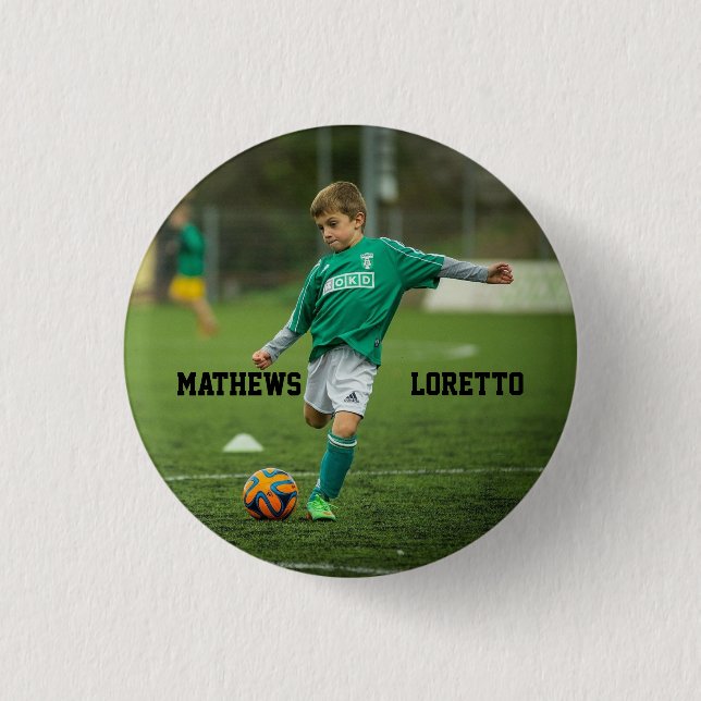 Badge Rond 2,50 Cm Votre nom et photo préférés du joueur de football (Devant)