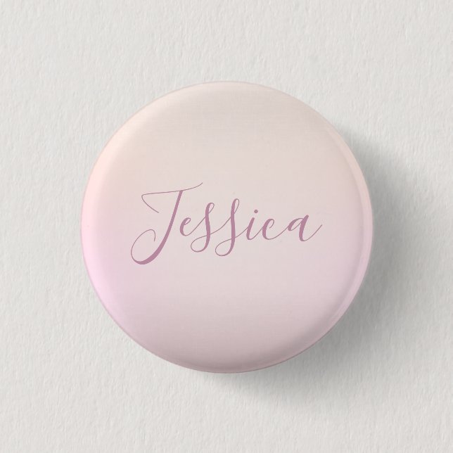 Badge Rond 2,50 Cm Votre nom | Ombre douce d'écriture élégante (Devant)
