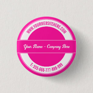 Badge Rond 2,50 Cm Votre nom Site Web Téléphone Couleurs Bouton Promo