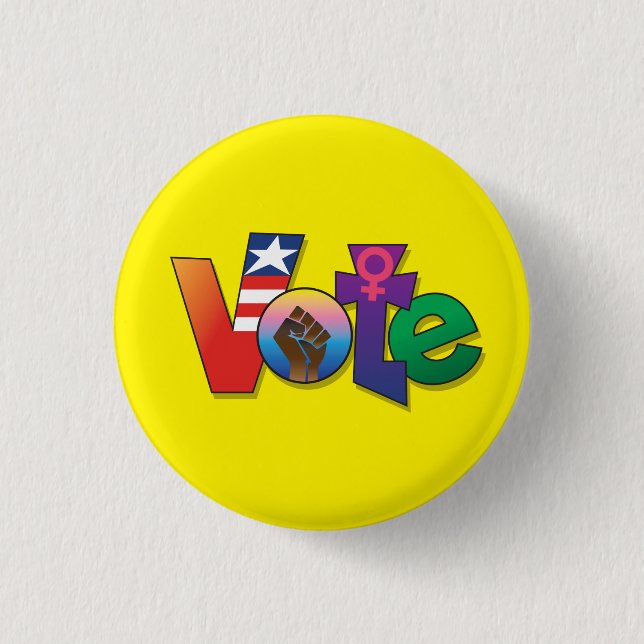 Badge Rond 2,50 Cm "Votre vote, votre voix" - Bouton personnalisé, Ja (Devant)