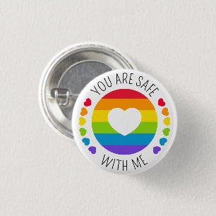 Badge Rond 2,50 Cm "Vous êtes en sécurité avec moi" Soutien LGBT
