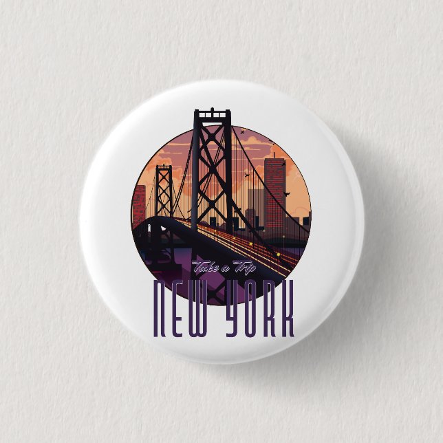 Badge Rond 2,50 Cm Voyage à New York (Devant)