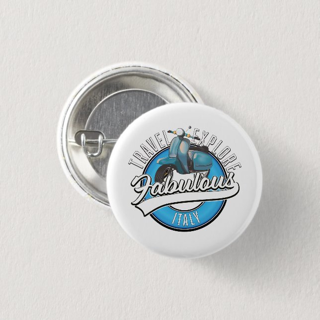 Badge Rond 2,50 Cm Voyage Explorer Italie Fabuleuse  (Devant & derrière)