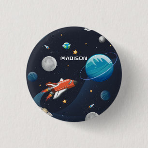 Badge Rond 2,50 Cm Voyage personnalisé dans l'espace galactique