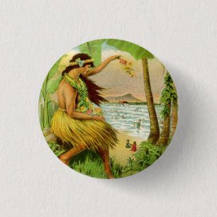 Badge Rond 2,50 Cm Voyage vintage en Hawaï