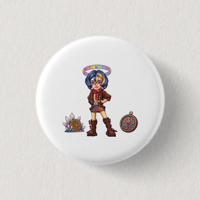 Badge Rond 2,50 Cm Voyageur Cosmique : Le Temps Céleste (Devant)
