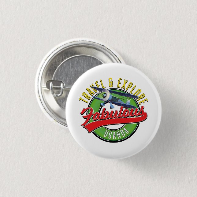 Badge Rond 2,50 Cm Voyagez et explorez l'Ouganda fabuleux (Devant & derrière)