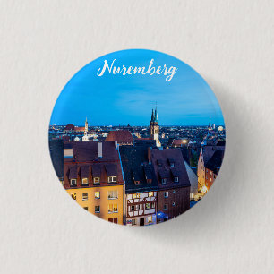 Badge Rond 2,50 Cm Vue de la vieille ville de Nuremberg la nuit