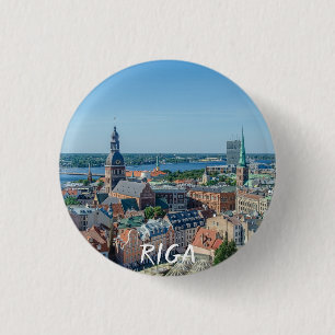 Badge Rond 2,50 Cm Vue du centre-ville de Riga depuis le haut