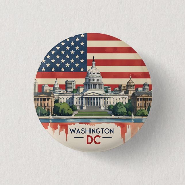 Badge Rond 2,50 Cm Vue panoramique de Washington DC (Devant)