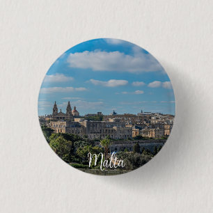 Badge Rond 2,50 Cm Vue panoramique sur la vieille ville de La Valette