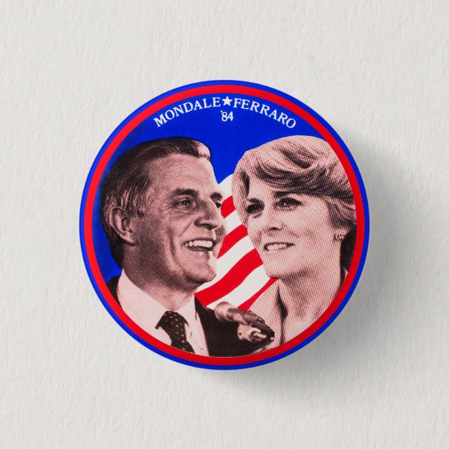 Badge Rond 2,50 Cm Walter Mondale Geraldine Ferrero T-Shirt (Devant)