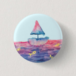 Badge Rond 2,50 Cm Watercolor Boat