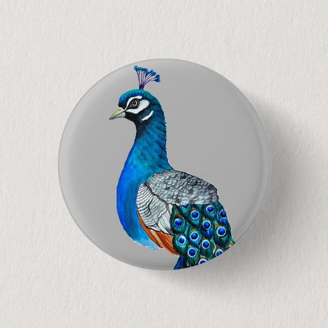 Badge Rond 2,50 Cm Watercolor peacock (Devant)