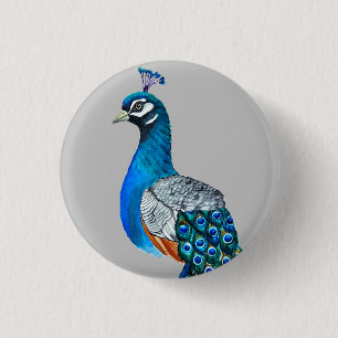 Badge Rond 2,50 Cm Watercolor peacock