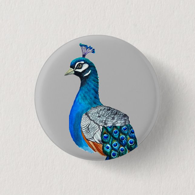 Badge Rond 2,50 Cm Watercolor peacock (Devant)