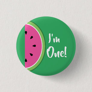 Badge Rond 2,50 Cm Watermelon Cute Kids 1er Birthday Button Pin