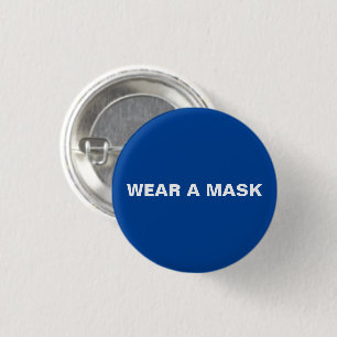 Badge Rond 2,50 Cm Wear a mask, blue and white minimalist pin button