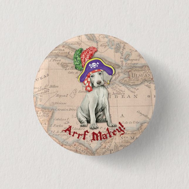 Badge Rond 2,50 Cm Weimaraner Pirate (Devant)