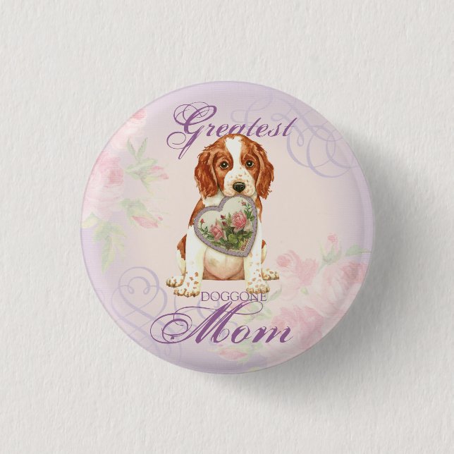 Badge Rond 2,50 Cm Welsh Springer Spaniel Heart Maman (Devant)