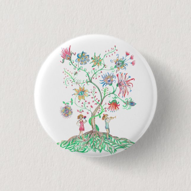 Badge Rond 2,50 Cm Whimsical Floral Tree  (Devant)