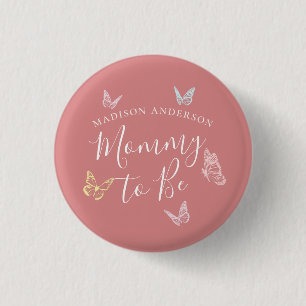 Badge Rond 2,50 Cm Whimsical rose papillon maman pour être Baby show