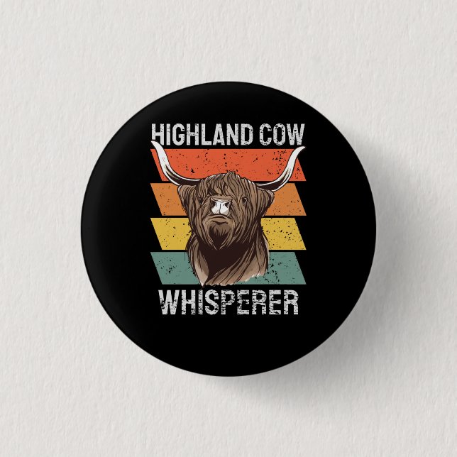 Badge Rond 2,50 Cm Whisperer de vache Highland (Devant)