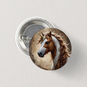 Badge Rond 2,50 Cm Whispers de l'Imaginaire Brown et blanc Unicorn