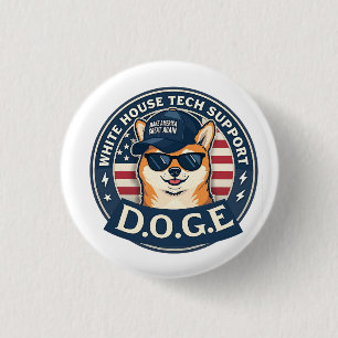 Badge Rond 2,50 Cm White House Tech Support Doge
