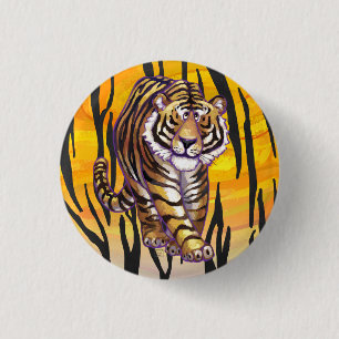 Badge Rond 2,50 Cm Wild Me Tiger orange et noir