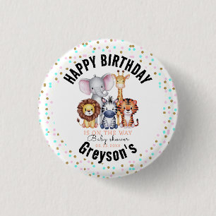 Badge Rond 2,50 Cm Wild One Safari Animaux Baby shower garçon