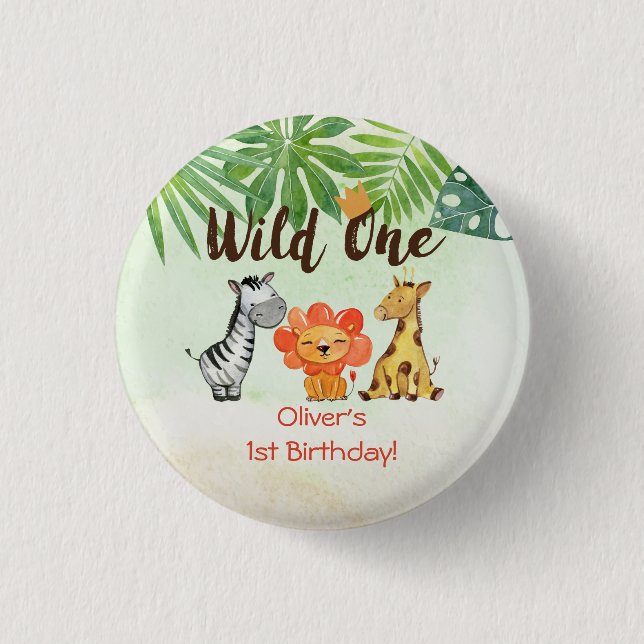 Badge Rond 2,50 Cm Wild One, Safari premier anniversaire (Devant)